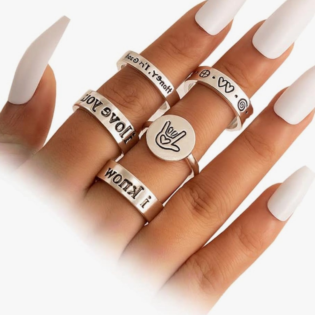Silver Statement Ring Set